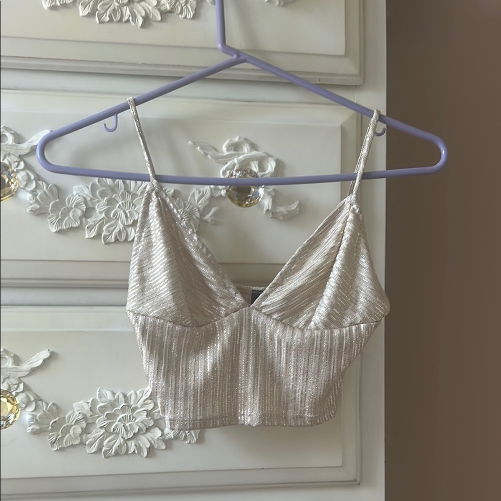 Shimmering Silver/Gold Cropped Tank Top
